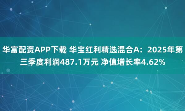 华富配资APP下载 华宝红利精选混合A：2025年第三季度利润487.1万元 净值增长率4.62%