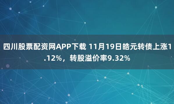 四川股票配资网APP下载 11月19日皓元转债上涨1.12%,转股溢价率9.32%